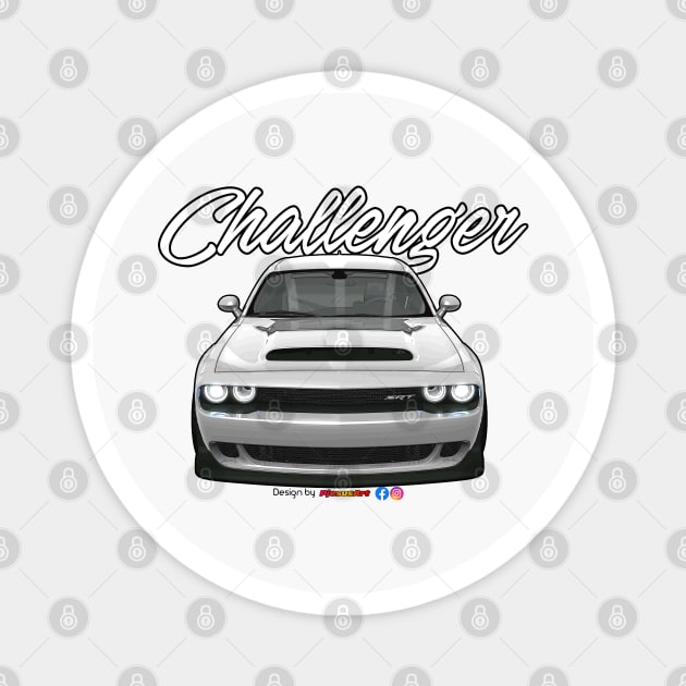 Challenger SRT White by pjesusart Magnet by PjesusArt